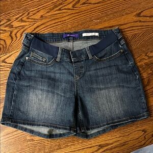 Seraphine Below-the-Bump Shorts in Dark Wash Denim